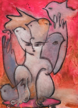 Load image into Gallery viewer, Painting by Thomas St Thomas boy on skateboard holding birds