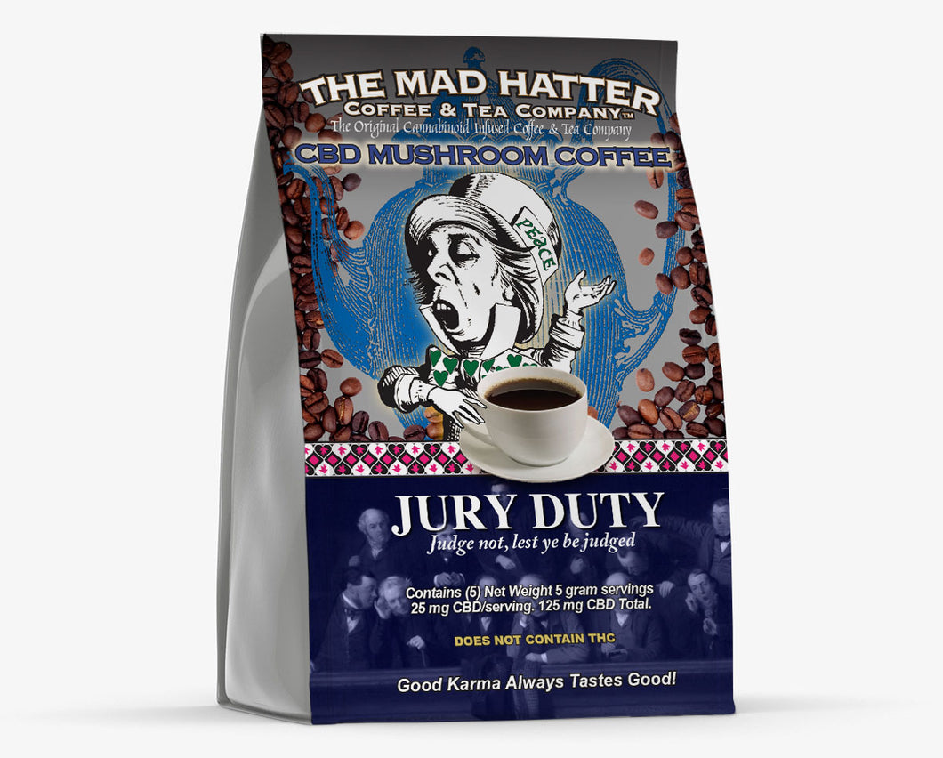 Jury Duty CBD Mushroom Coffee, Multipack (5) 125 MG CBD Total